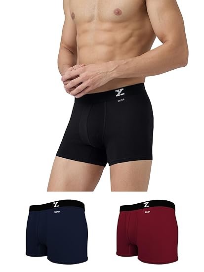 XYXX Men’s Aero Super Combed Cotton Regular Fit Solid Antimicrobial Trunks with No Marks Waistband (Pack of 3)